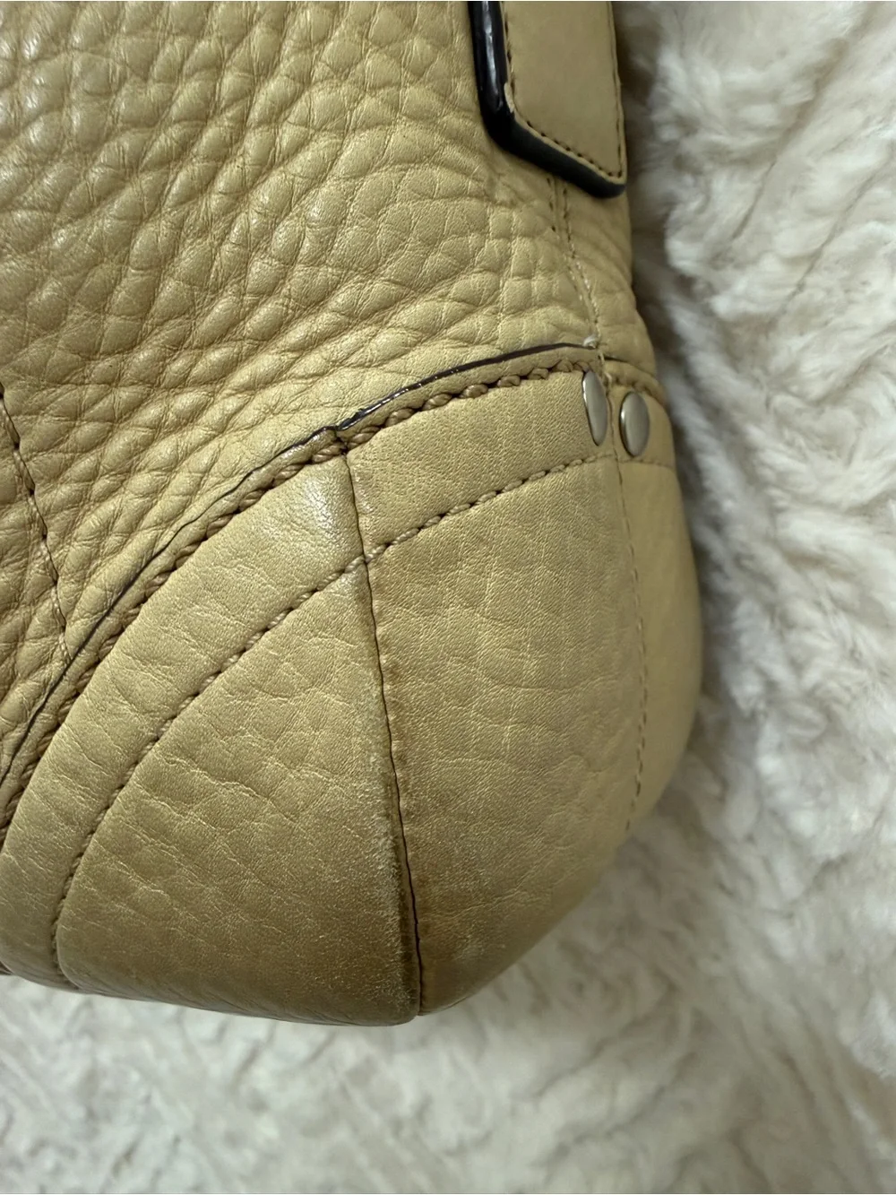 Coach Beige Pebbled Leather Shoulder Factory Bag